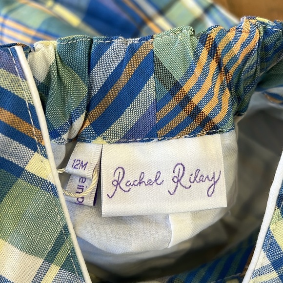 Rachel Riley blue plaid cotton short overalls dungarees shortalls nwt - Picture 4 of 6